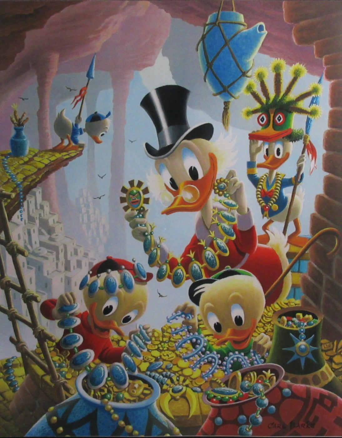Donald Duck and Uncle Scrooge First National Bank Of Cibola Carl Barks Signed Gold Plate Edition